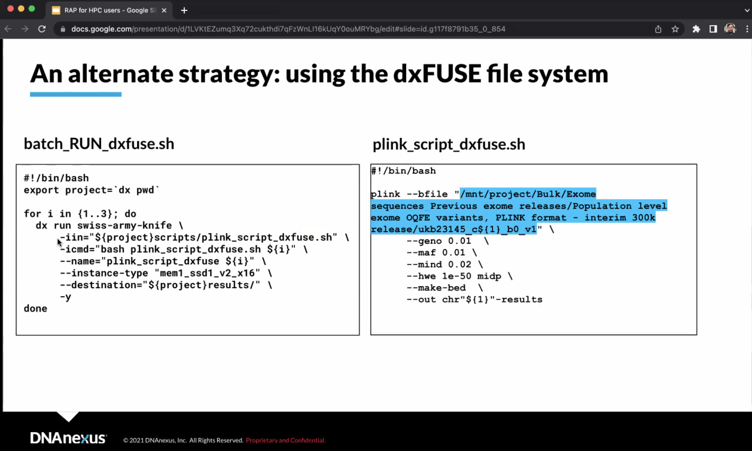 Example from webinar